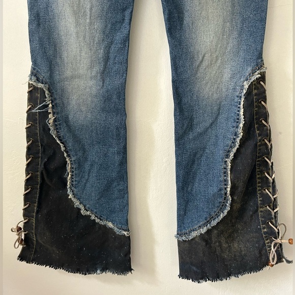 Mudd vintage Y2K Lace up low rise flare jeans size 7 juniors or waist 29 - Picture 6 of 12
